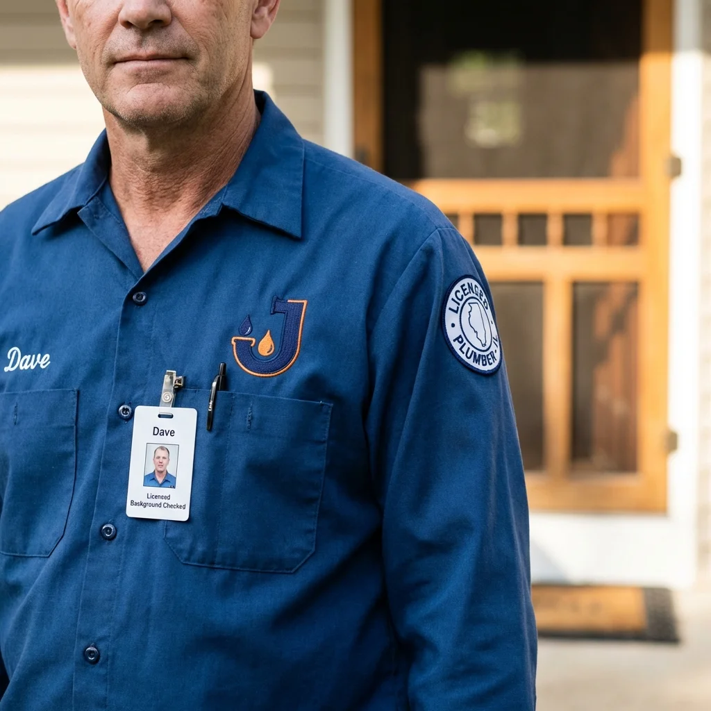 Licensed plumber showing ID badge in Fruitland Park, FL