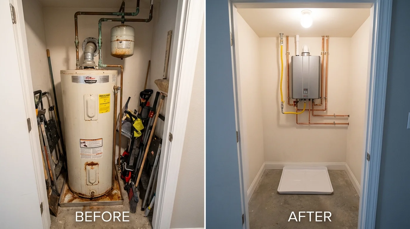 Tank water heater versus wall-mounted tankless unit comparison for Fruitland Park, FL homeowners