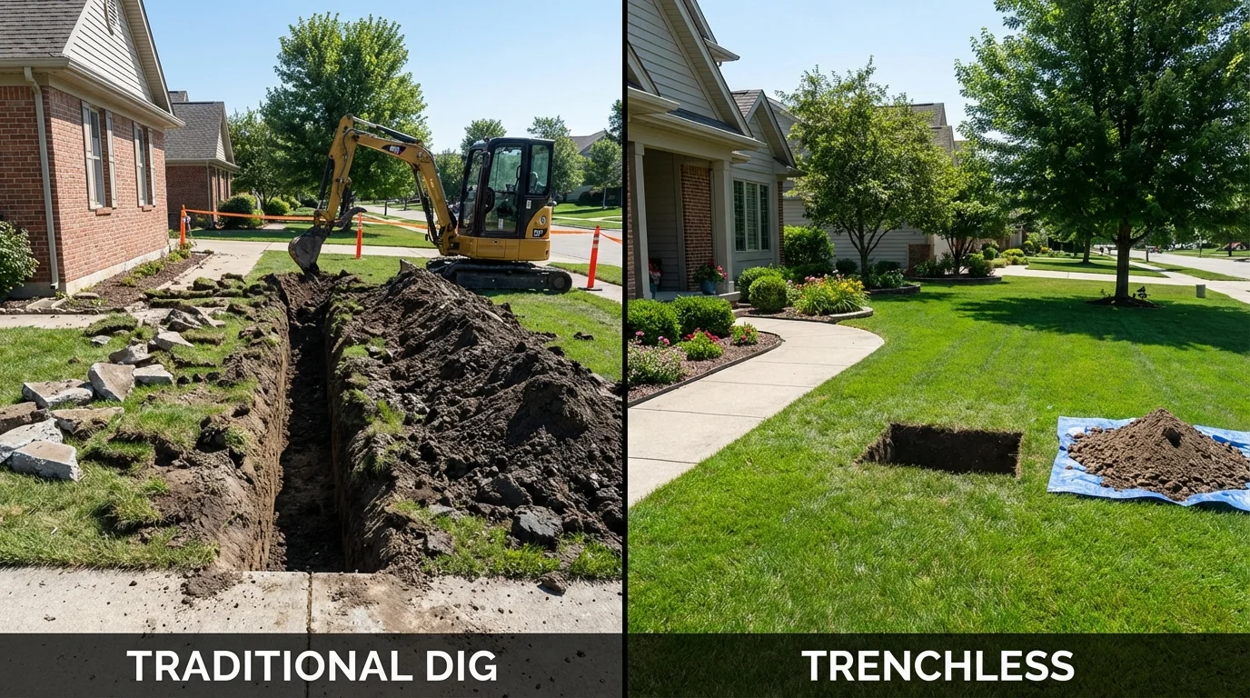 Trenchless sewer repair with minimal yard damage versus traditional excavation in Fruitland Park, FL